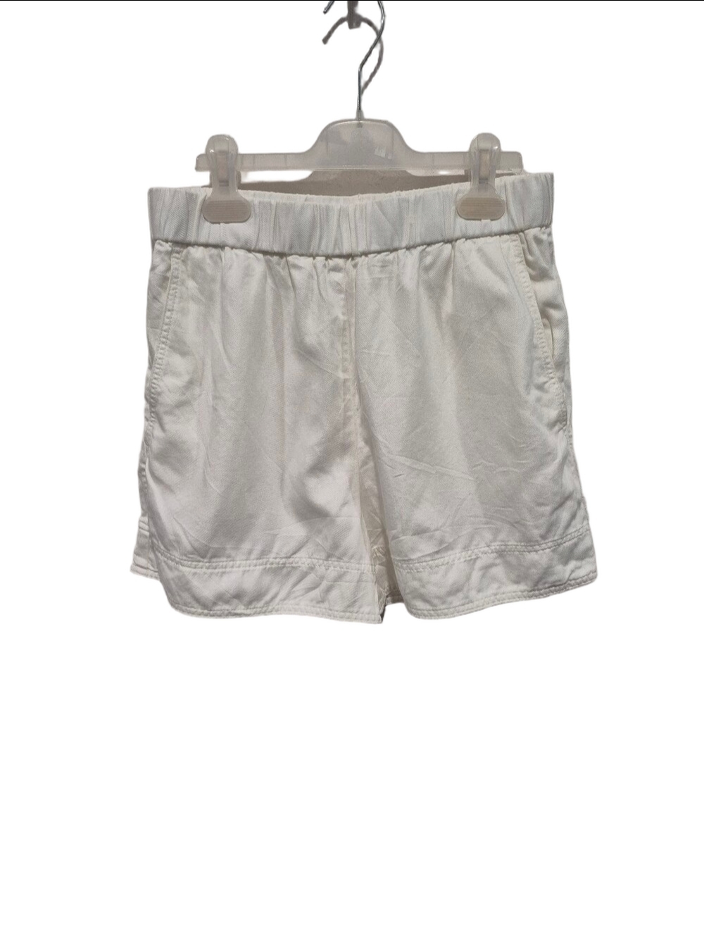 COS White Cotton Linen Lyocell Blend Pull On Elastic Waist Shorts Size 6